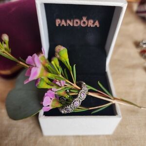 Pandora STERLING Silver and Ameysth Women's Ring~ Size 8